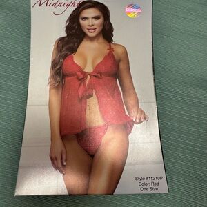 Midnight Red Lace Chemise Set